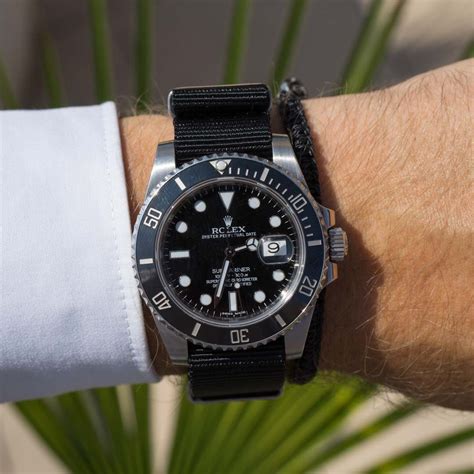 nato strap on black rolex|rolex submariner with nato strap.